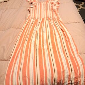 A New Day Coral and White Striped Maxi Dress